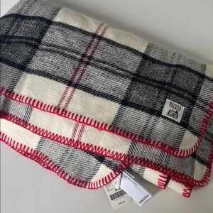Roots Red, Black & Cream Plaid Wool Blend Scarf